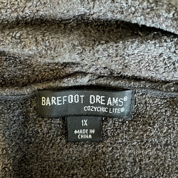 BAREFOOT DREAMS Cozychic Lite Coastal Cardigan #480 Brown Gray Sz 1X - Picture 7 of 11